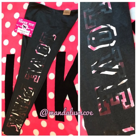 💗VS PINK GREY PURPLE TIE DYE LOGO LEGGINGS - Picture 5 of 14